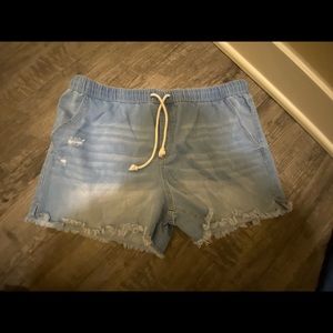 Elastic Jean Shorts